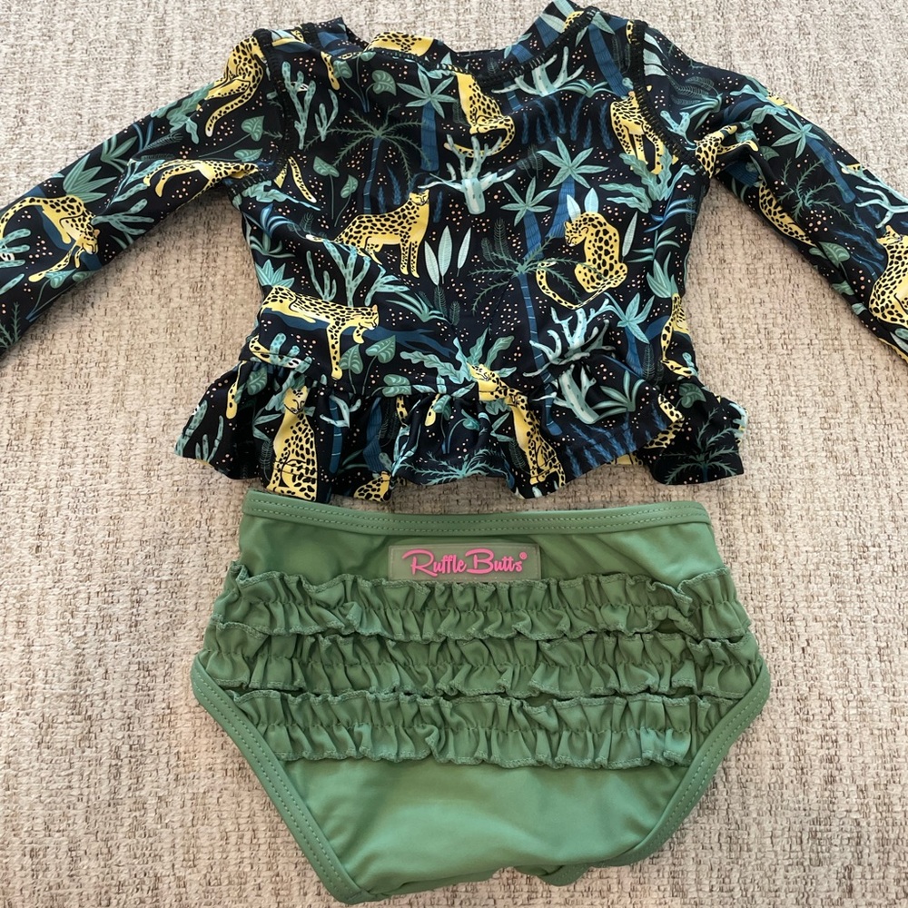Ruffle Butts Jungle peplum baby girls swimsuit